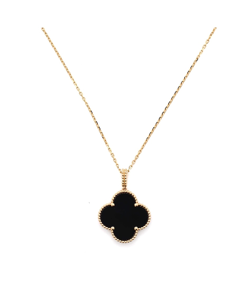 Pre-owned Pre-owned Van Cleef & Arpels Van Cleef & Arpels Magic Alhambra Pendant Necklace 18k Gold And Onyx, 35.5 - 32.5