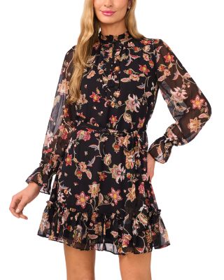 Long Sleeve Tie Waist Mini Dress