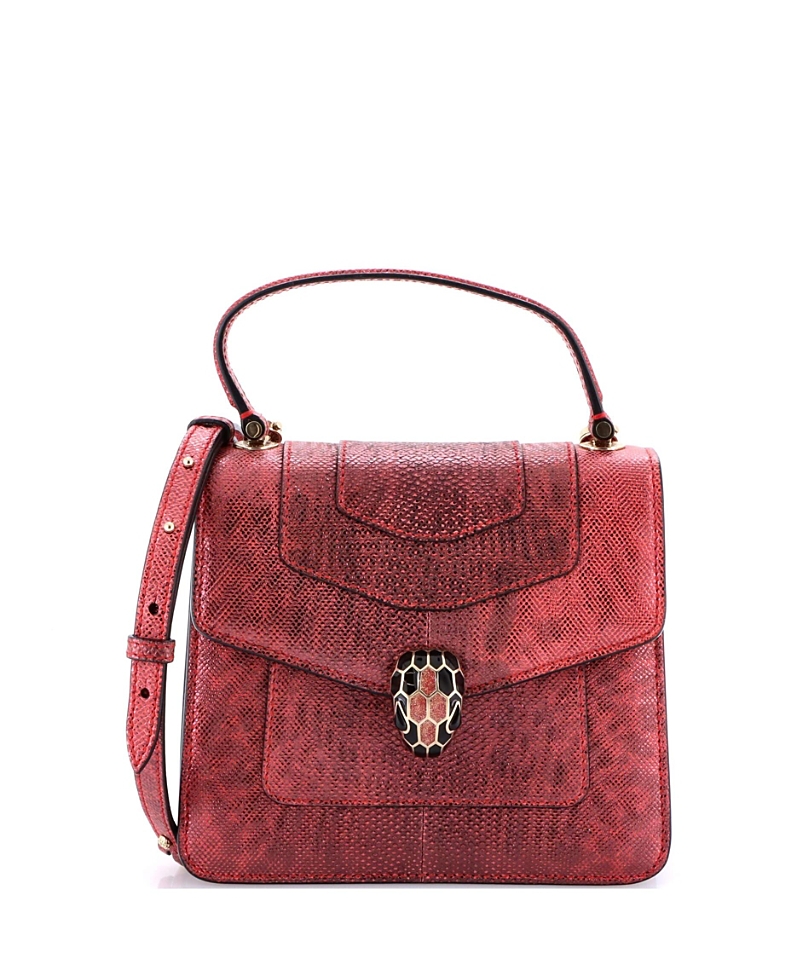 PRE-OWNED BVLGARI Pre-owned  Bvlgari Small Serpenti Forever Top Handle Bag Karung In Red