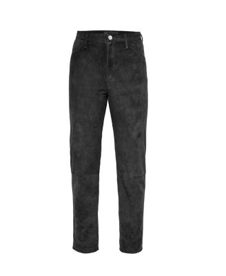 Cindy Supersuede Slim Leather Jeans in Black