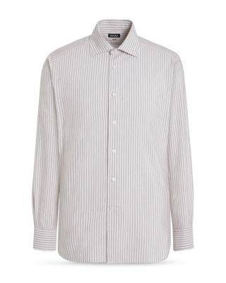 Silk, Cotton & Cashmere Stripe Regular Fit Dress Shirt