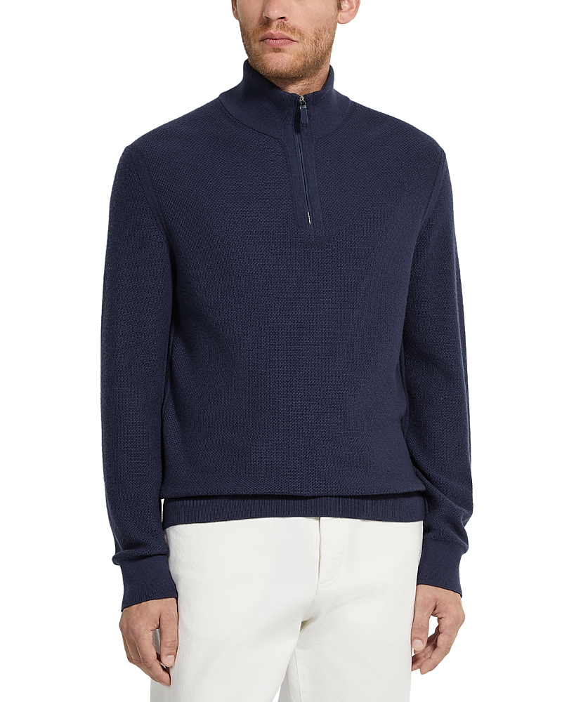Zegna Mock-neck Half-zip Cashmere Sweater In Multi