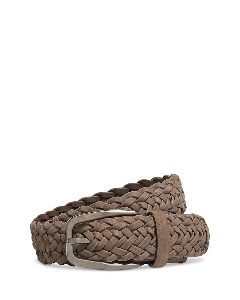 Zegna Braided Leather Belt In Brown