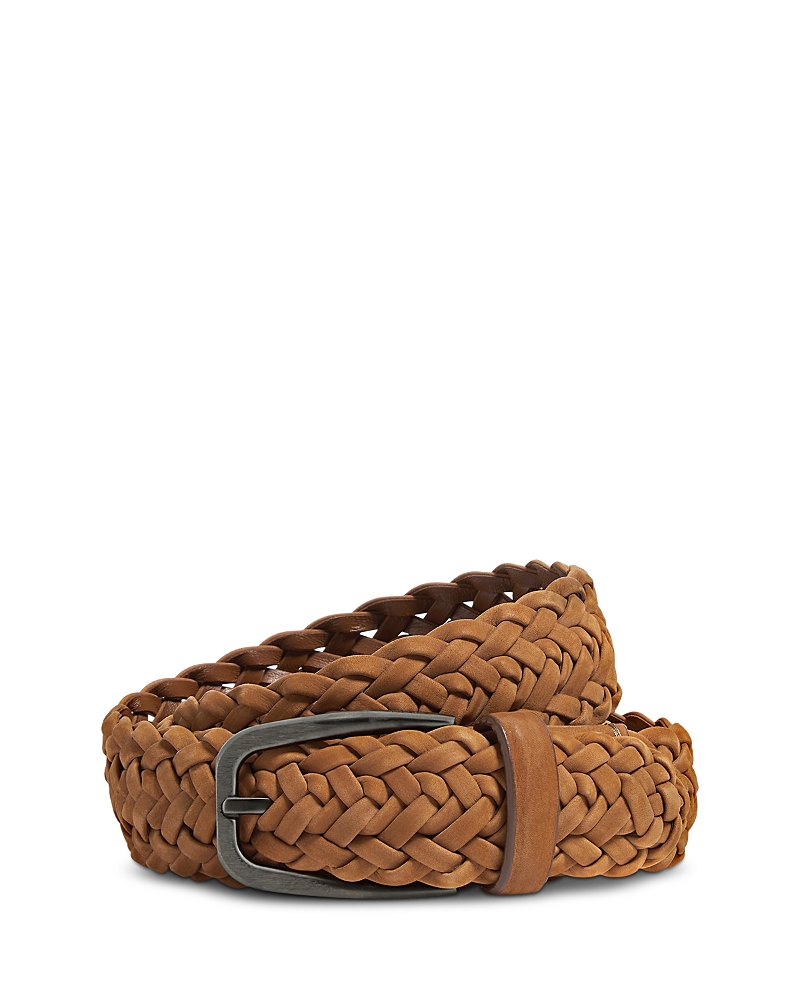 Zegna Dark Foliage Leather Belt In Brown