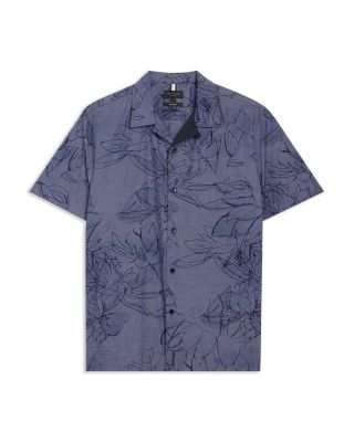 Short Sleeve Inky Floral Print Shirt
