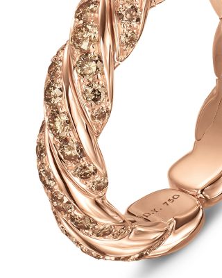 Sculpted Cable Flex Band Ring in 18K Rose Gold with Cognac Diamonds, 5mm