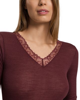 Woolen Lace Trim Long Sleeve Top
