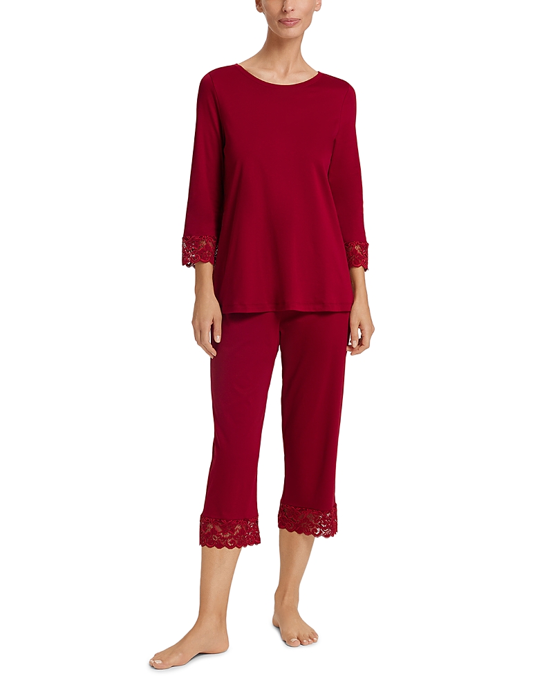 Hanro Moments Cropped Pajama Set In Red