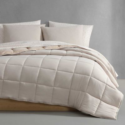 Solid Washed Reversible Plush 7 Piece Comforter Set, Queen