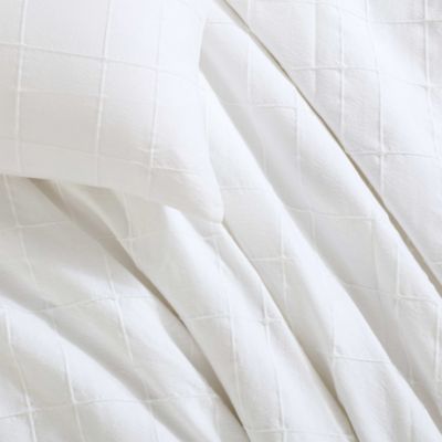 Puckered Grid Solid 3 Piece Duvet Cover Set, King