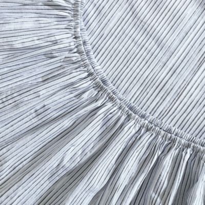 Washed Percale Wavy Stripe 4 Piece Sheet Set, Queen