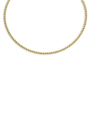 18K Yellow Gold Caviar Gold Beaded Collar Necklace, 18"