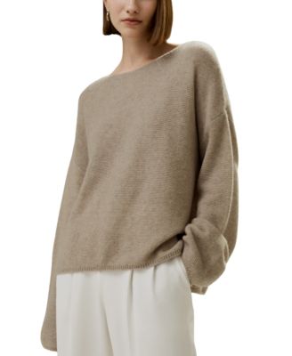 Relaxed Fit Drop-Shoulder Silk Cashmere Blend Sweatshirt