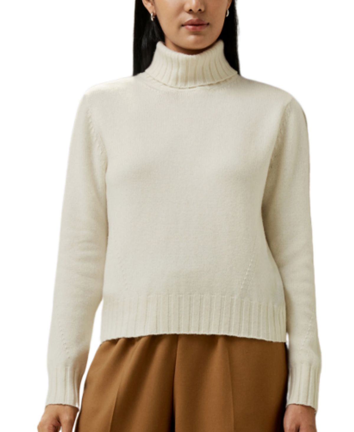Lilysilk Turtleneck Sweater with Rib Hemline