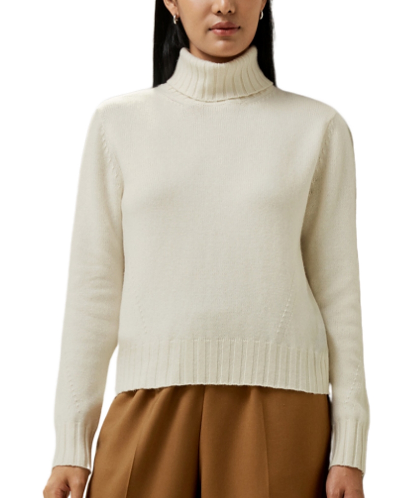 Lilysilk Turtleneck Sweater with Rib Hemline