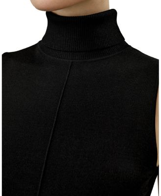 Silk Knitted Turtleneck Sleeveless Top