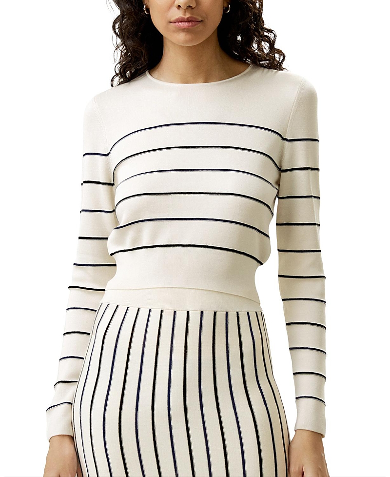 Lilysilk Cropped Silk-knitted Long Sleeve Tee For In Neutral