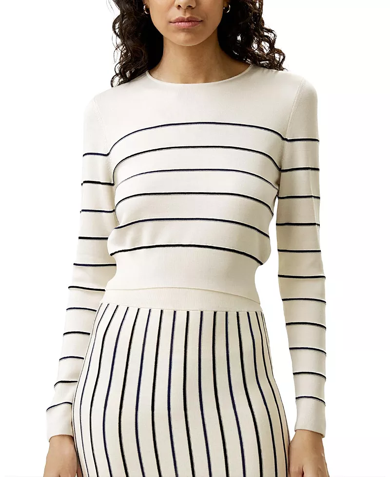 Lilysilk Cropped Silk-Knitted Long Sleeve Tee
