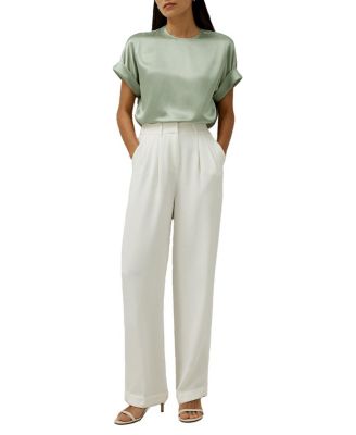 Obliuque Sleeves Round Neck Silk Tee