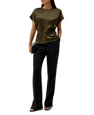 Short Batwing Sleeve Silk Contour Top