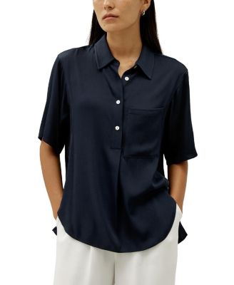 Half-Placket Short Sleeve Button Up Shirt
