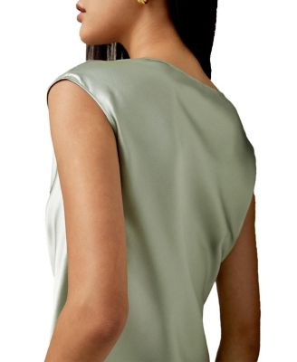 Silk Charmeuse Cowl Neck Top