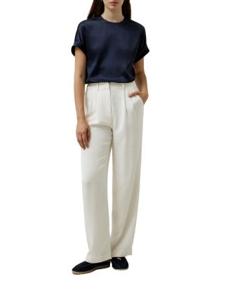 Obliuque Sleeves Round Neck Silk Tee