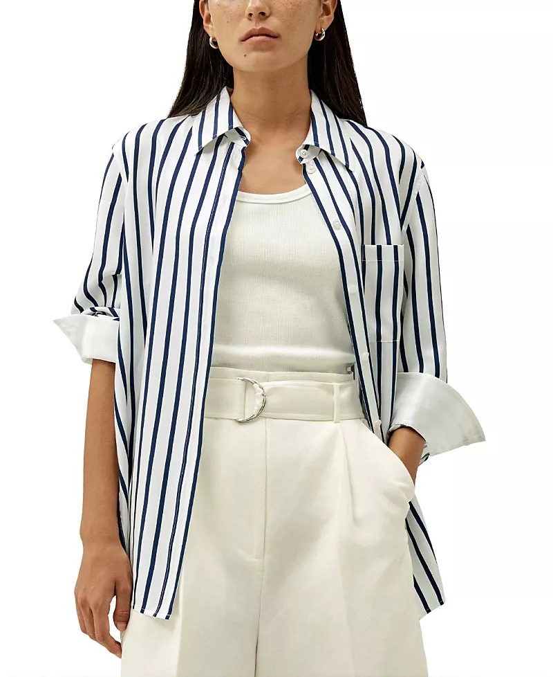 Lilysilk Oversized Palma Stripe Silk Shirt