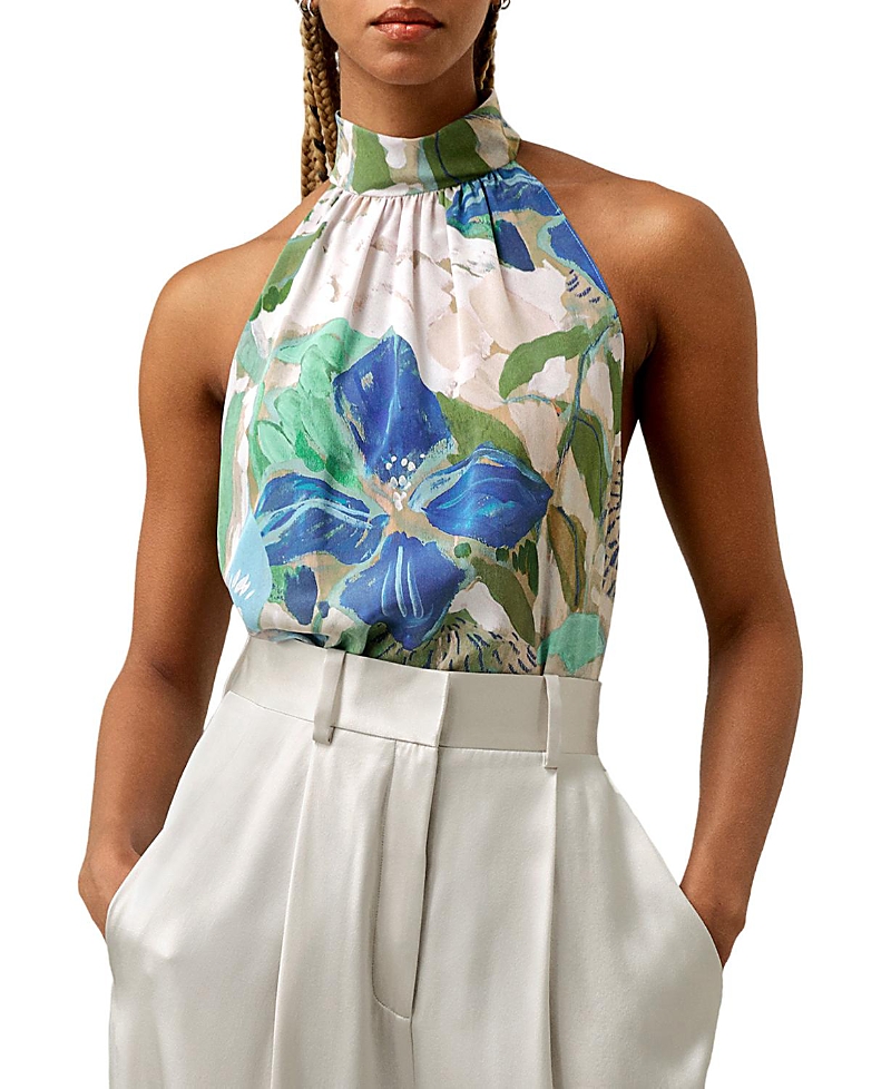 Lilysilk Praslin Mock Neck Silk Top In Blue