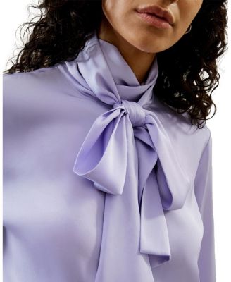 Silk Turtleneck Ribbon Blouse
