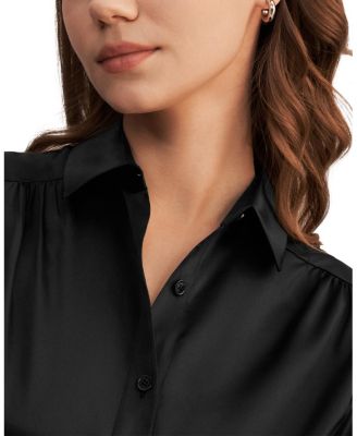 Long Sleeves Collared Silk Blouse