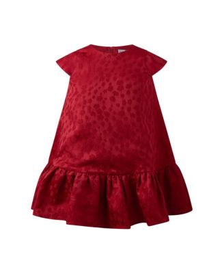Girls' Red Petal Damask Drop Hem Dress - Little Kid, Big Kid
