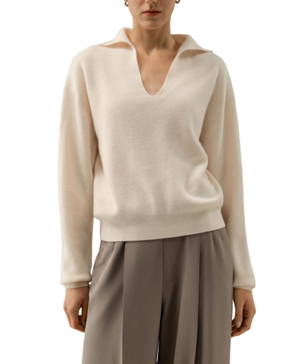 Lilysilk Ribbed Cashmere Polo Sweater