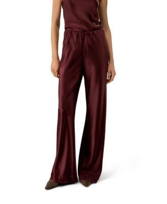 Straight-Leg Silk Satin Pants