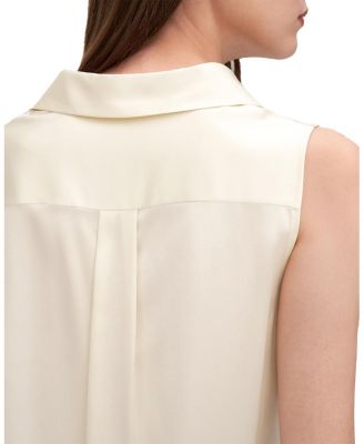 V-Neck Sleeveless Silk Violet Shirt for Women