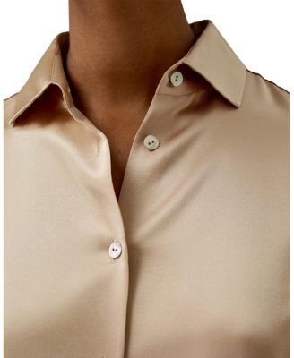 Spread Collar Silk Shirt