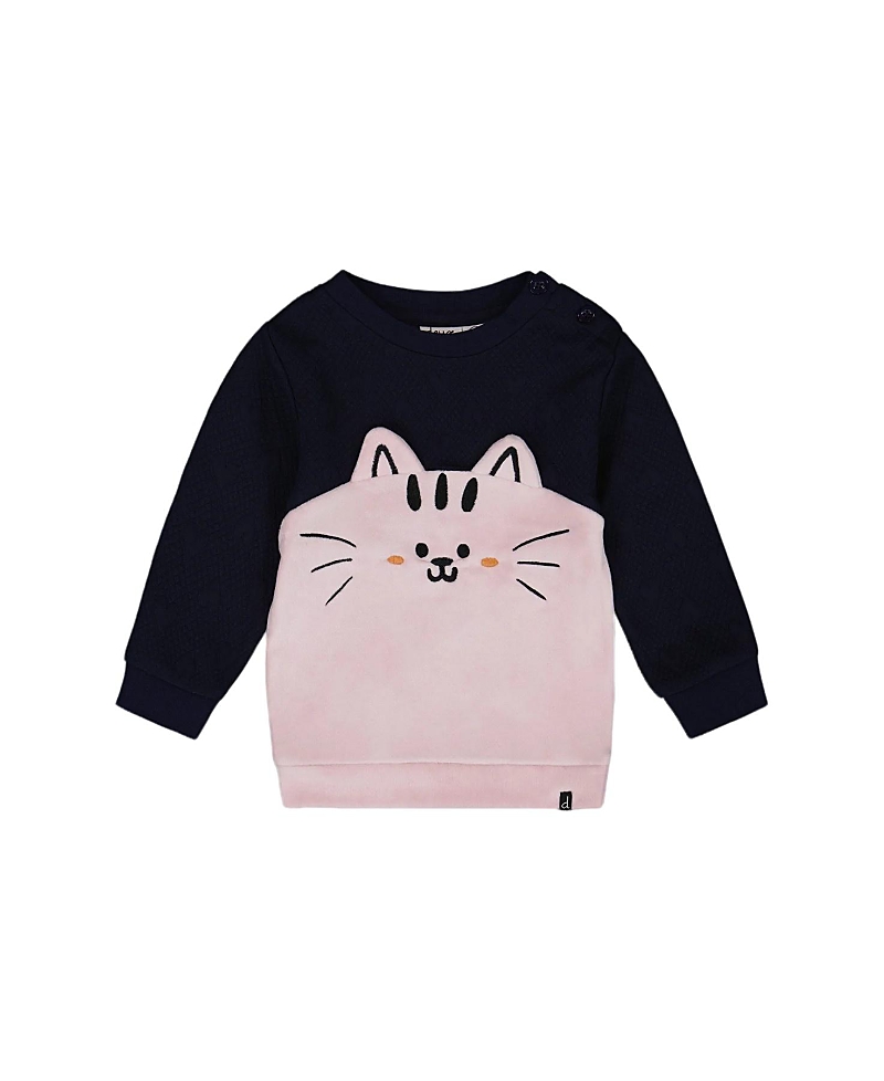 Deux Par Deux Girls' Long Bi-material Top - Baby In Black