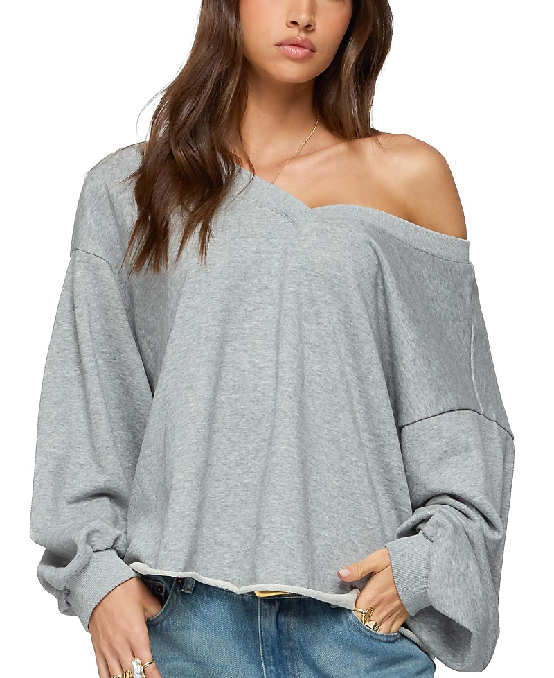 Edikted Winfred Oversized V Neck Sweatshirt