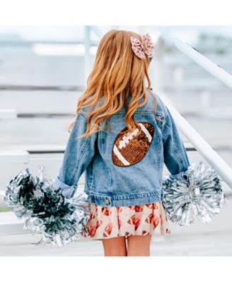 Girls' Game Day Football Sequin Patch Denim Jacket - Little Kid, Big Kid