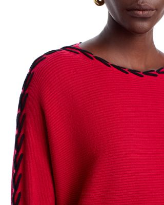 Whipstitch Boat Neck Dolman Sleeve Sweater