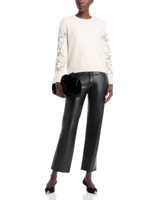 Floral Contrast Crewneck Sweater