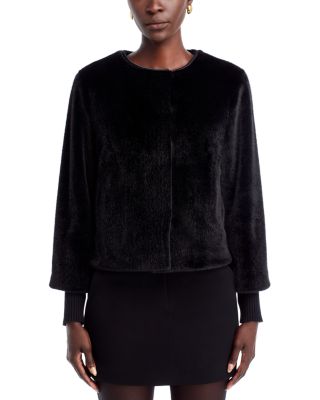 Faux Fur Knit Cuff Jacket