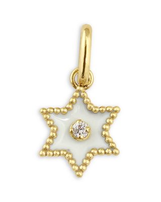 18K Yellow Gold Pirate Diamond Accent White Resin Star Etoile Pendant, 0.015 tcw