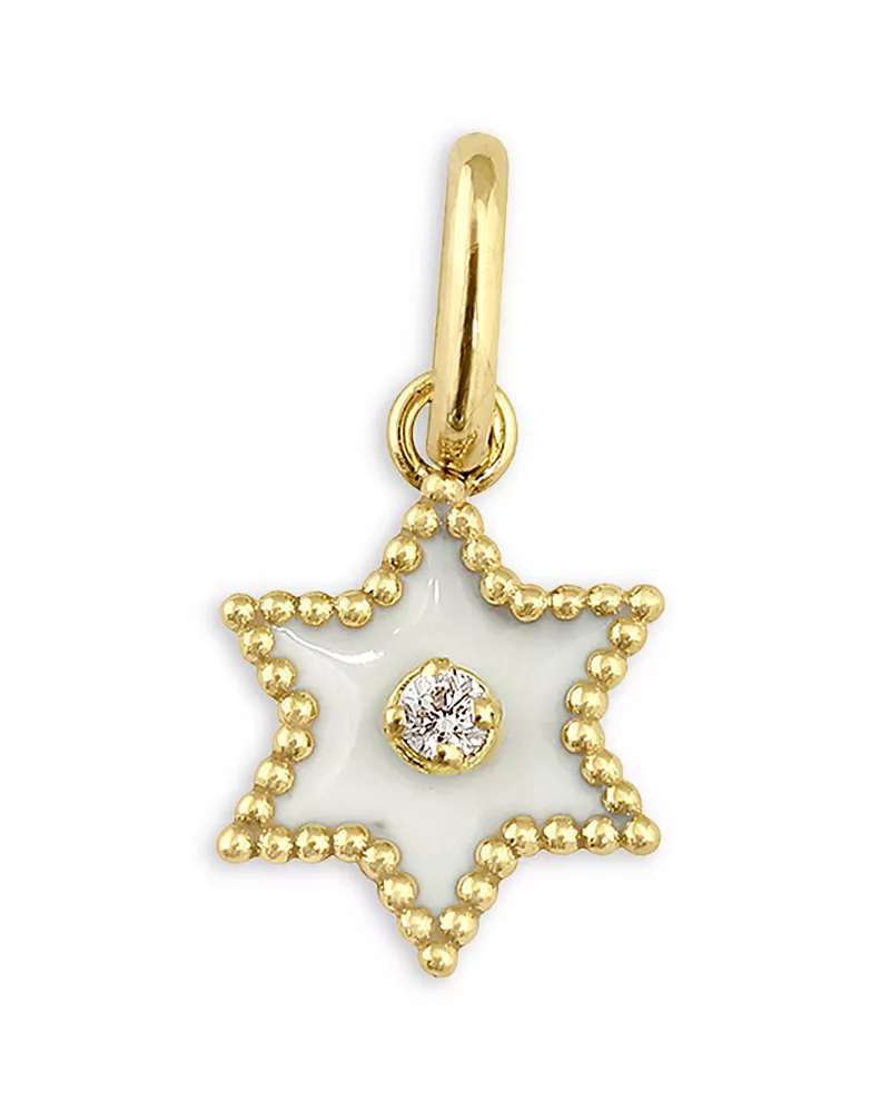 Gigi Clozeau 18K Yellow Gold Pirate Diamond Accent White Resin Star Etoile Pendant, 0.015 tcw