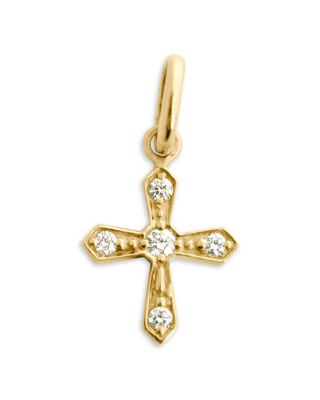 18K Yellow Gold Madone Croix Diamond Vintage Look Cross Pendant