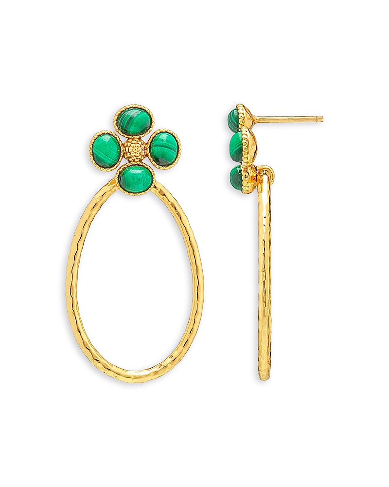 Capucine De Wulf Malachite Berry Clover Teardrop Earrings