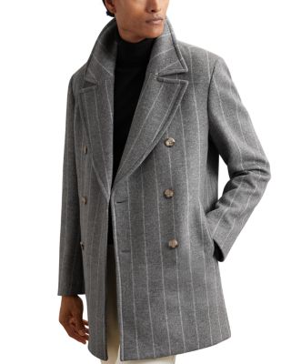 Bergamo Chalk Stripe Double Breasted Wool Peacoat