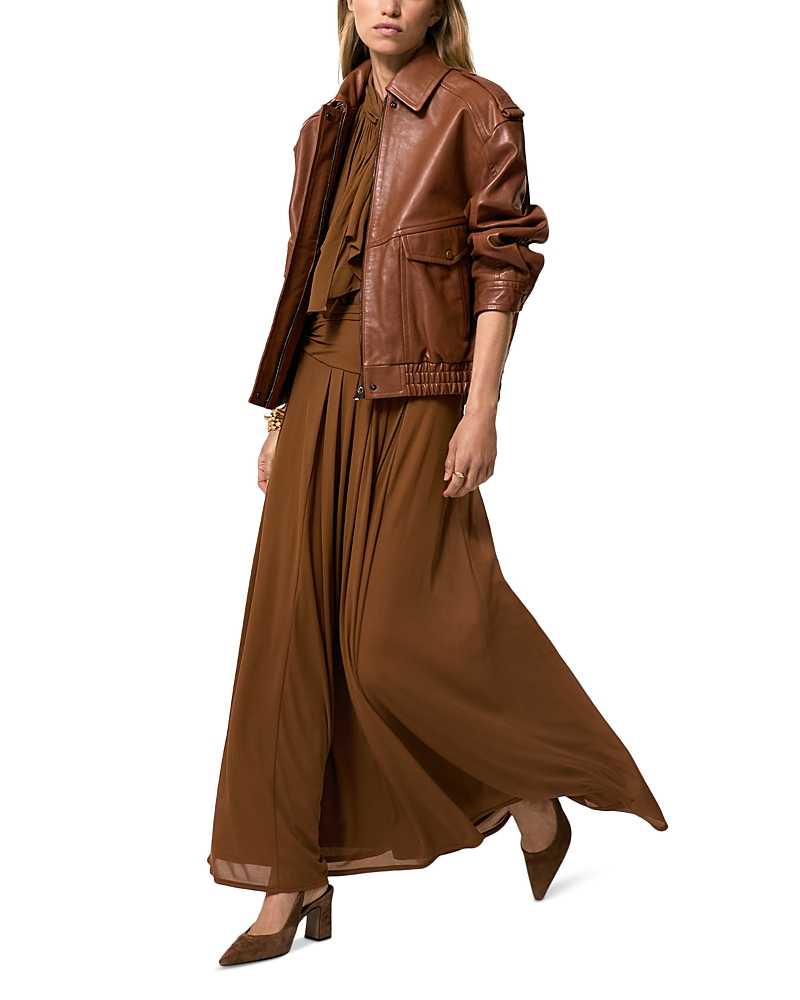 Reiss Peyton Leather Jacket In Brown