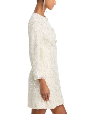 Long Sleeved Bow Detail Fit-and-Flare Dress 