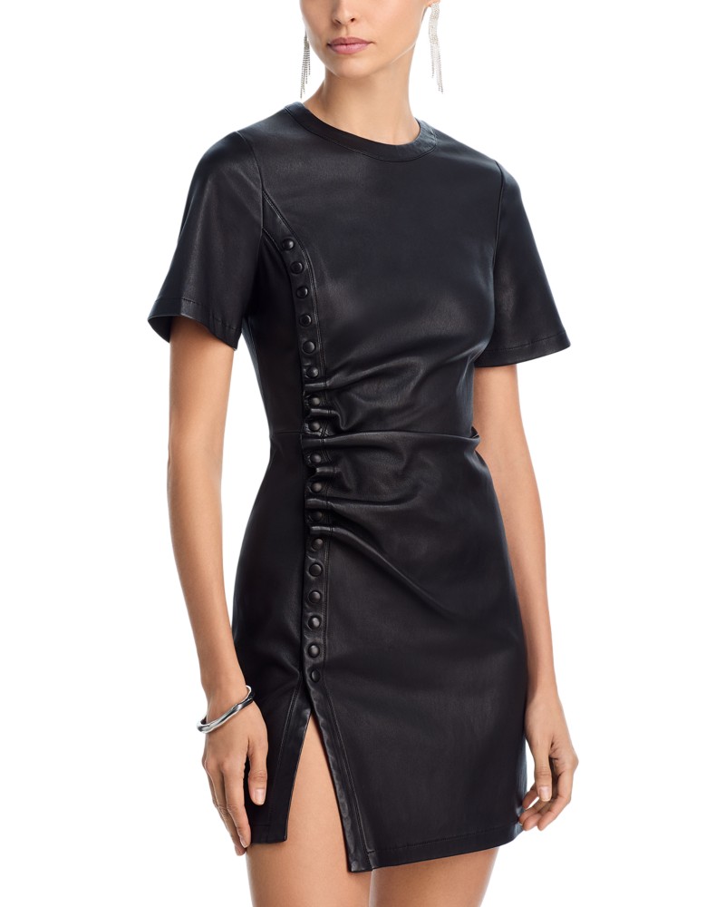 Rabanne Leather Mini Dress in Black